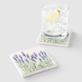 Lavendel mit Aquarellfarben bemalt Steinuntersetzer (Seitenansicht)