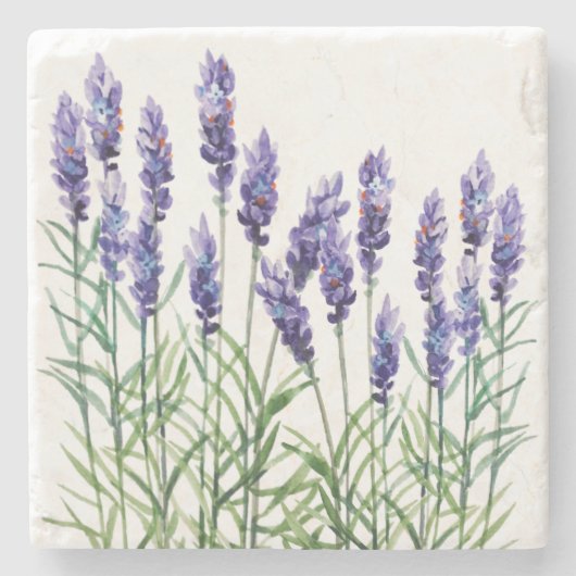 Lavendel mit Aquarellfarben bemalt Steinuntersetzer (Vorderseite)