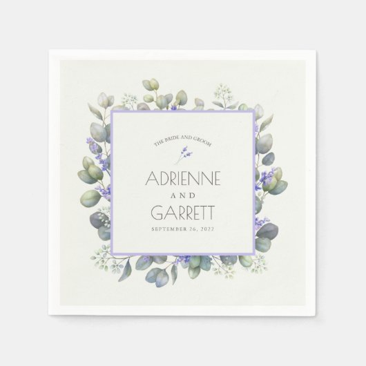 Lavendel mit Eukalyptus Greenerity Wedding Paper Serviette (Vorderseite)