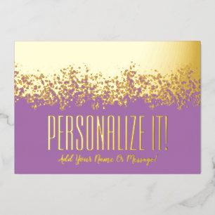 Lavendel mit Gold Foil Glitzy Border Card Folien Feiertagskarte
