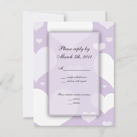 Lavendel mit Hearts Wedding RSVP Notes Karte (Vorderseite)