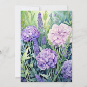 Lavendel mit Hochzeitsfeier mit grüner Blüte Einladung (Rückseite)