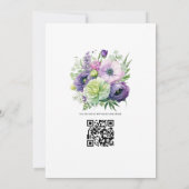 Lavendel mit Hochzeitsfeier mit grüner Blüte Einladung (Rückseite)