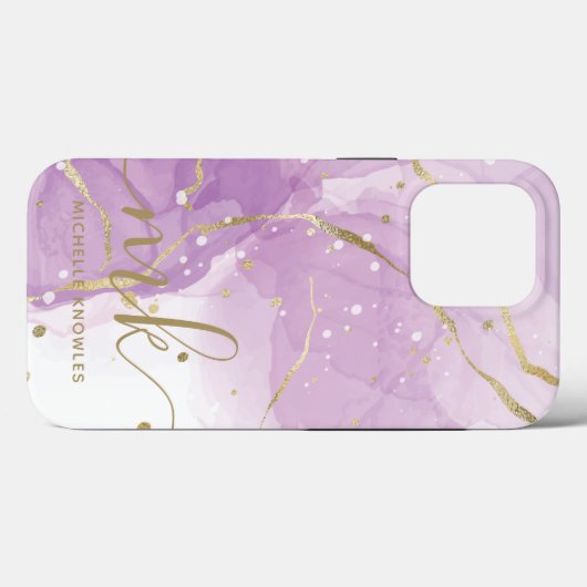 Lavendel mit Monogramm und Name Case-Mate iPhone Hülle (Rückseite (Horizontal))