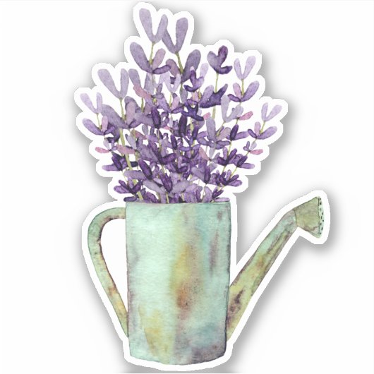 Lavendel mit rustikalem Wasserkocher Aufkleber (Vorderseite)
