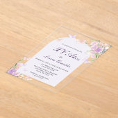 Lavendel mit Schmetterlingen Quinceanera Spanisch  Acryleinladungen (Ablage )