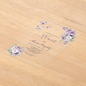 Lavendel mit Schmetterlingen Quinceanera spanisch Acryleinladungen (Ablage )