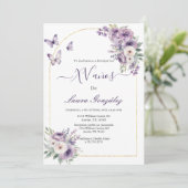 Lavendel mit Schmetterlingen Quinceanera spanisch Einladung (Stehend Vorderseite)