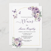 Lavendel mit Schmetterlingen Quinceanera spanisch Einladung (Vorne/Hinten)