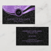 Lavendel mit schwarz geometrischem Design Visitenkarte (Vorne/Hinten)