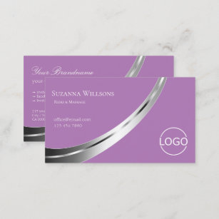 Lavendel mit Silber Dekor und Logo Stilvoll Visitenkarte
