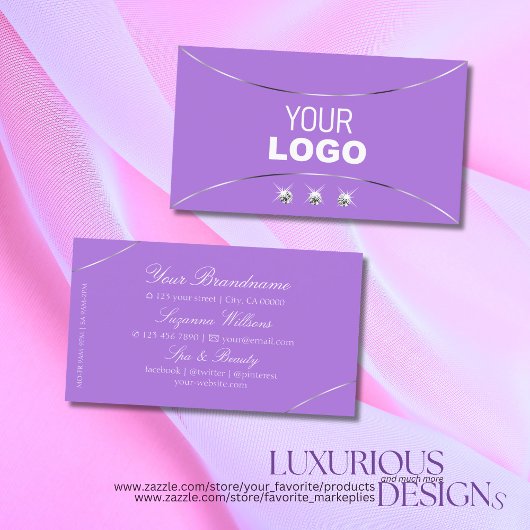 Lavendel mit Silver Decke Luxe Diamonds und Logo Visitenkarte