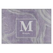 Lavendel mit weißer Vena-Monogramm Schneidebrett (Vorderseite)