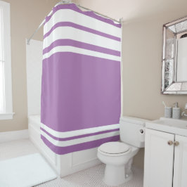 Lavendel : Moderne Linien in Weiß Duschvorhang