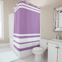 Lavendel : Moderne Linien in Weiß Duschvorhang