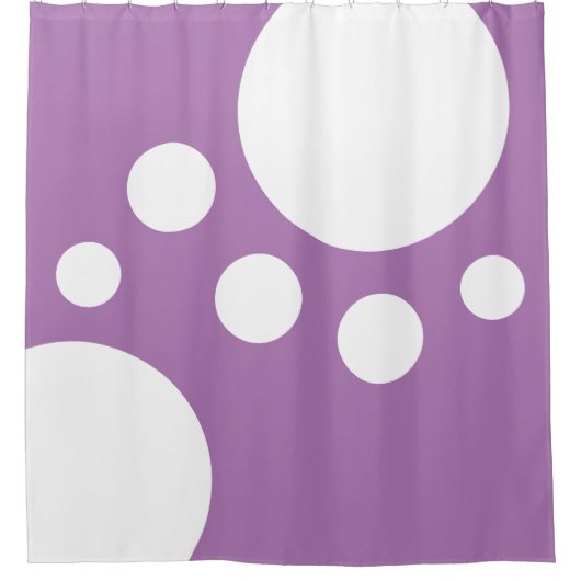 Lavendel : Moderne Punkte in Weiß Duschvorhang (Vorderseite)