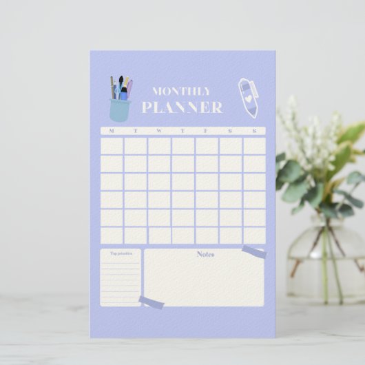 Lavendel-Monatsplaner-Layout-Kunst Briefpapier (Stehend Vorderseite)