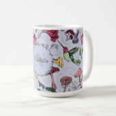 Lavendel Monogram Hummingbird & Blume Garden Kaffeetasse (VorderseiteRechts)
