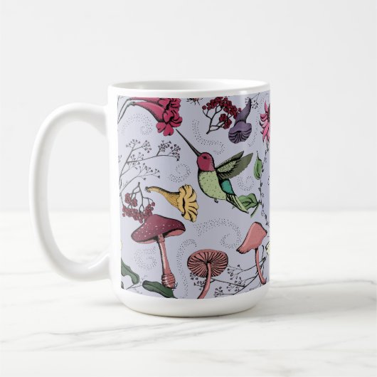 Lavendel Monogram Hummingbird & Blume Garden Kaffeetasse (Links)