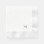 Lavendel Monogram Swash Script White Cocktail Serviette (Vorderseite)