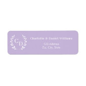 Lavendel-Monogramm-Anfangskranz Rücksendeadresse (Vorne)