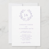Lavendel-Monogramm-Hochzeit Einladung (Vorderseite)