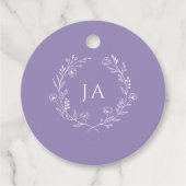 Lavendel-Monogramm-Hochzeit Geschenkanhänger (Vorderseite)