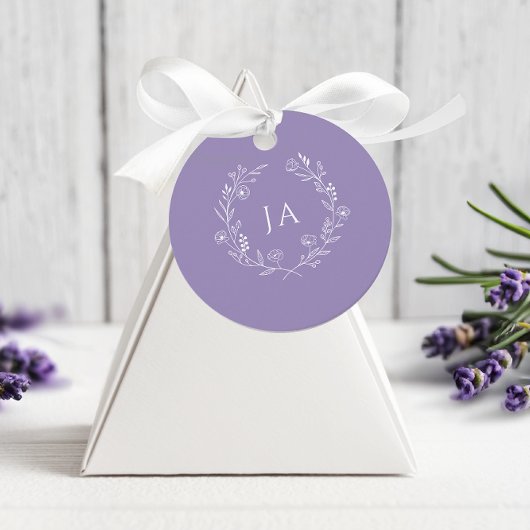 Lavendel-Monogramm-Hochzeit Geschenkanhänger