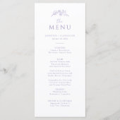 Lavendel-Monogramm-Hochzeit Menükarte (Vorderseite)
