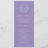 Lavendel-Monogramm-Hochzeit Programm (Vorderseite)