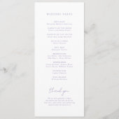 Lavendel-Monogramm-Hochzeit Programm (Rückseite)