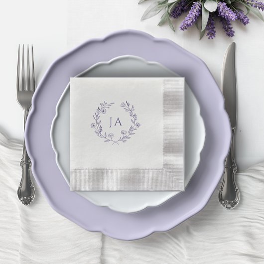 Lavendel-Monogramm-Hochzeit Serviette
