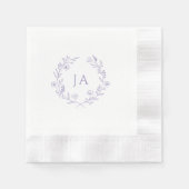 Lavendel-Monogramm-Hochzeit Serviette (Vorderseite)