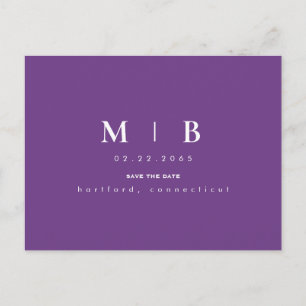 Lavendel-Monogramm Hochzeit Termin merken Postkarte