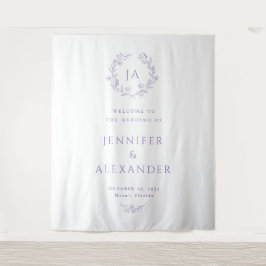 Lavendel-Monogramm-Hochzeitskulisse Wandteppich