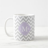 Lavendel-Monogramm und Sparren-Muster Kaffeetasse (Links)