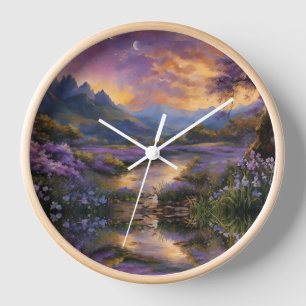 Lavendel Mountain Valley in der Morgendämmerung Uhr