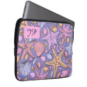 Lavendel-Muschel-Initial-Laptop-Hülle Laptopschutzhülle (Vorne Rechts)