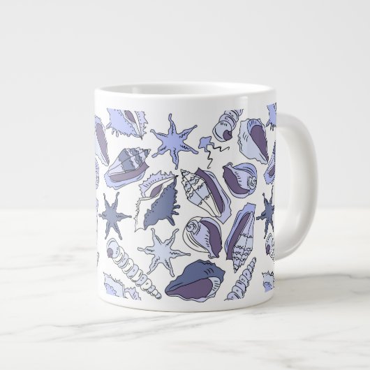 Lavendel-Muscheln Jumbo-Tasse (Vorderseite Rechts)