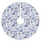 Lavendel-Muscheln Polyester Weihnachtsbaumdecke (Vorderseite)