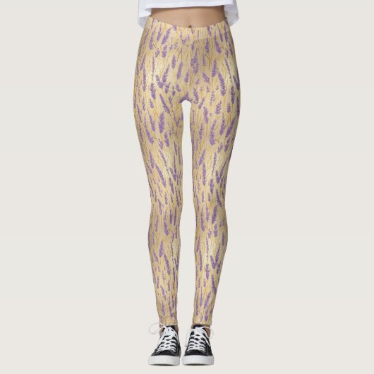 Lavendel-Muster Leggings (Vorderseite)