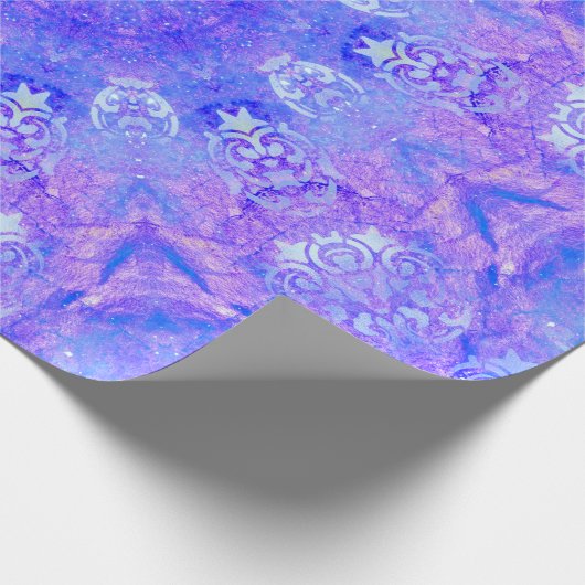 Lavendel-Muster Lila und Weiß-Damask Geschenkpapier (Ecke)