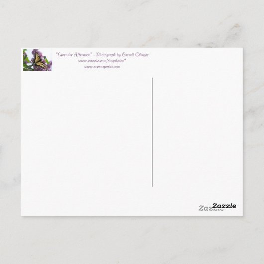 Lavendel Nachmittag Postkarte (Rückseite)