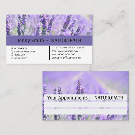 Lavendel Naturopath Termin Business Card (Vorne/Hinten)