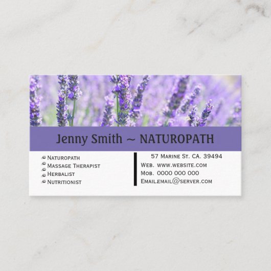 Lavendel Naturopath Termin Business Card (Vorderseite)