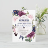 Lavendel Navy Blumenblume Probe Abendessen Einladung (Stehend Vorderseite)