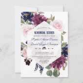 Lavendel Navy Blumenblume Probe Abendessen Einladung (Vorderseite)