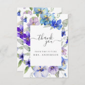 Lavendel-Navy-Floral-Violett Lila Brautparty Dankeskarte (Vorne/Hinten)