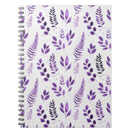 Lavendel-Nebel-Aquarell-Farne und botanische Blätt Notizblock