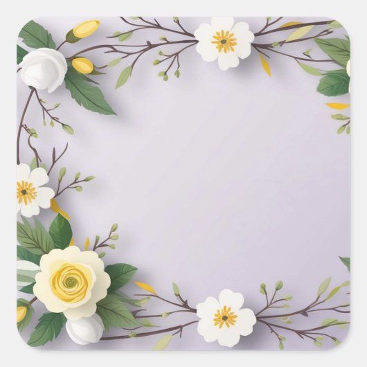 Lavendel niedliche schöne, weiße Blüten Papierplat Quadratischer Aufkleber (Vorderseite)